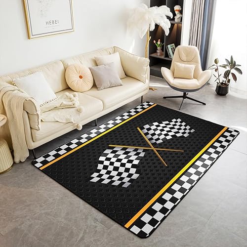 Miniatura 29 de Alfombra decorativa de coche de carreras de 5 x 6 pies 6 pulgadas, alfombra de motocross para interiores para sala de juegos, mesita de noche, sofá,