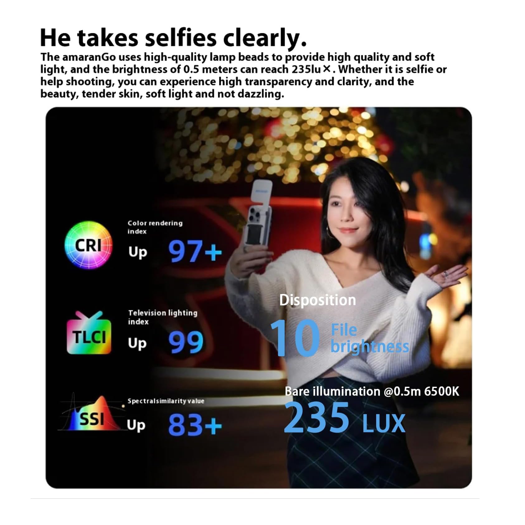 Amaran Go Magnetic Selfie Phone Light Dual LED Light Light con specchio regolabile CCT 2700K-6500K (rosa)