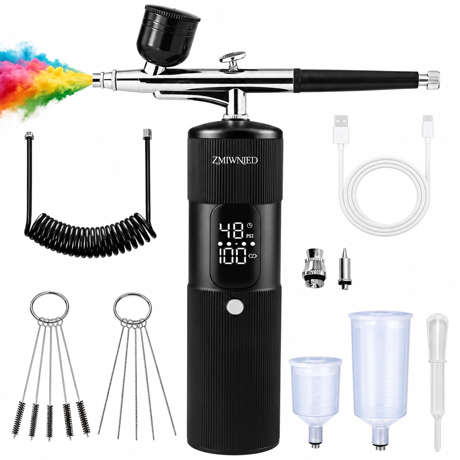 Kabelloser Airbrush-Kompressor, 48 PSI, 6000 mAh, wiederaufladbar