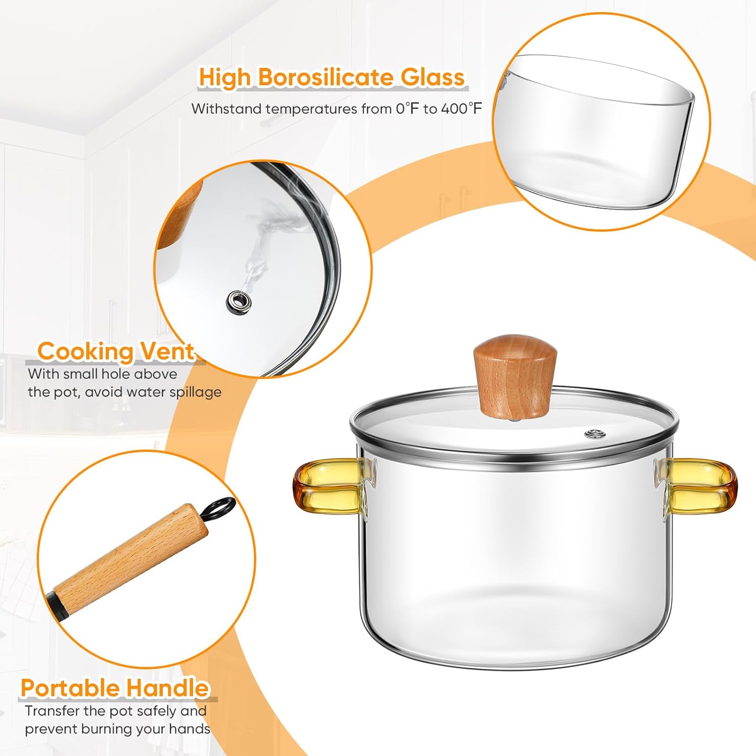 Baderke Christmas Simmer Pot Gift for Cooking Festive Saucepan Pots, Simmer Pot with Lid and Wooden Handle, 2 Brushes and 2 Silicone Mats for Xmas Gift and Cooking Food(Simple)