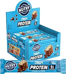 Nutry Barra De Proteínas Crispy Cookies & Cream 30G - Display Com 12 Unidades - Com Whey E 9G De Proteínas