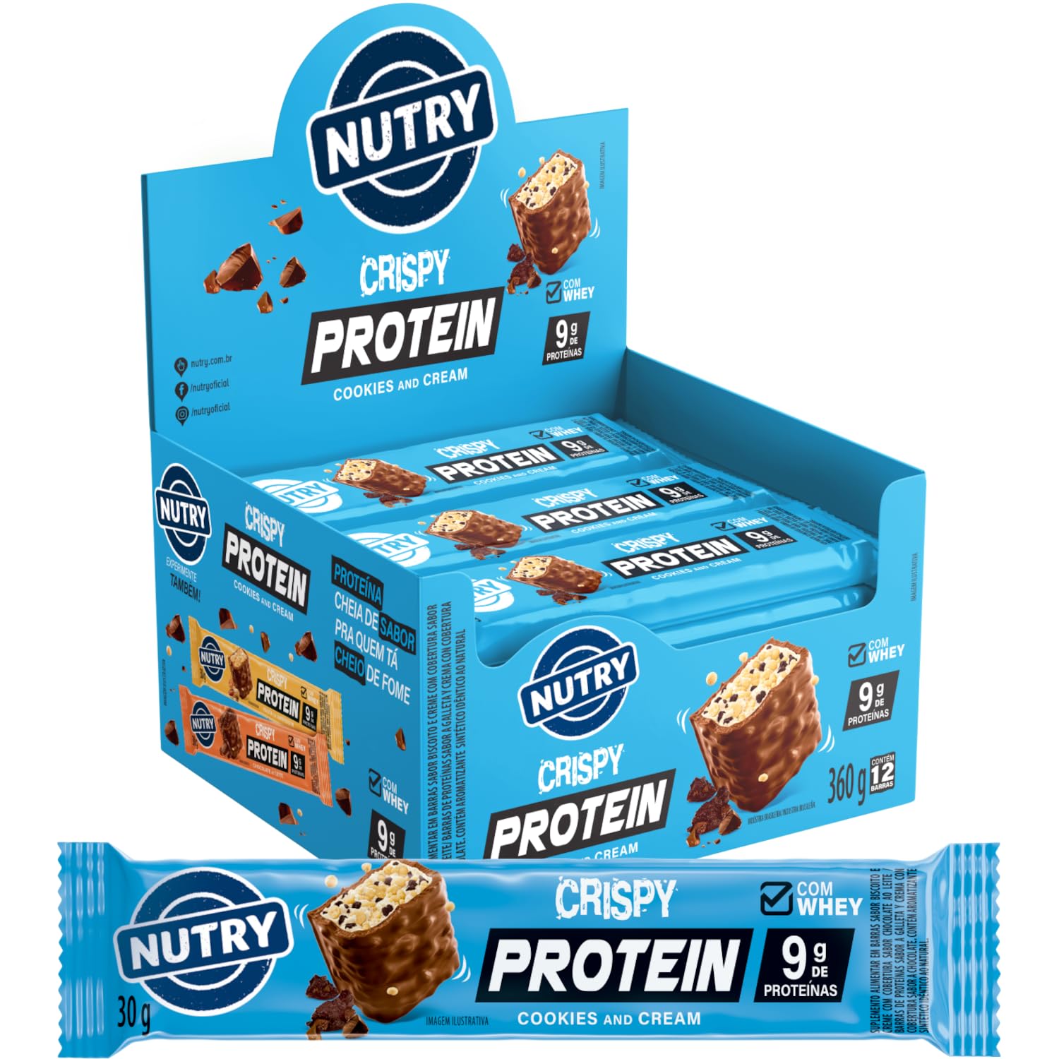Nutry Barra de Proteínas Crispy Cookies and Cream 30g - Display