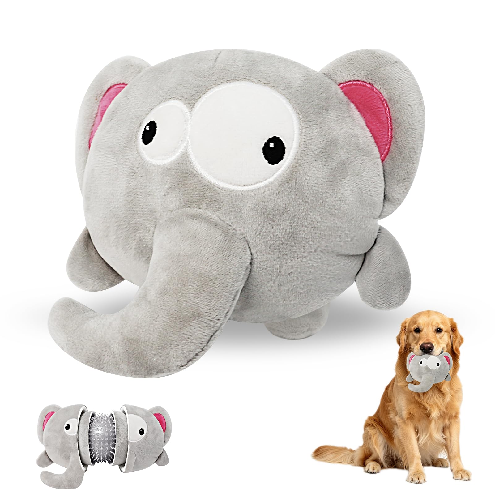 LLParty Dog Toys for Aggressive Chewers, 3-in-1 Rip & Reveal Elephant