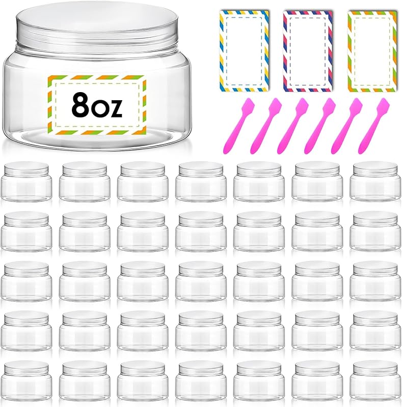 AMORIX Frascos Cosméticos Recarregáveis de Plástico Transparente com Tampas, 36 Unidades de 240 mL