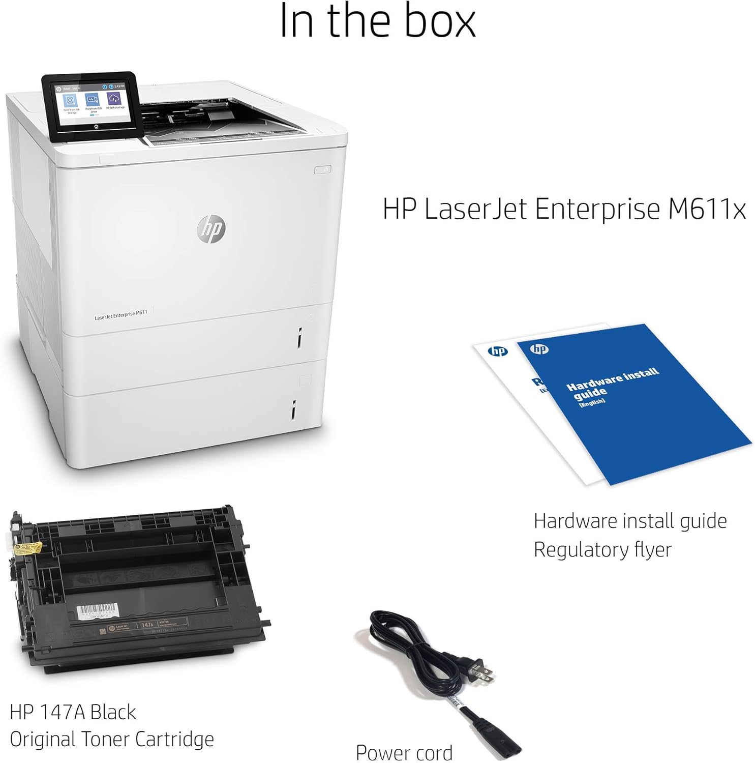 HP Laserjet Enterprise M611x Monochrome Duplex Printer with Dual-Band Wi-Fi and Extra Paper Tray (7PS85A) (Renewed)