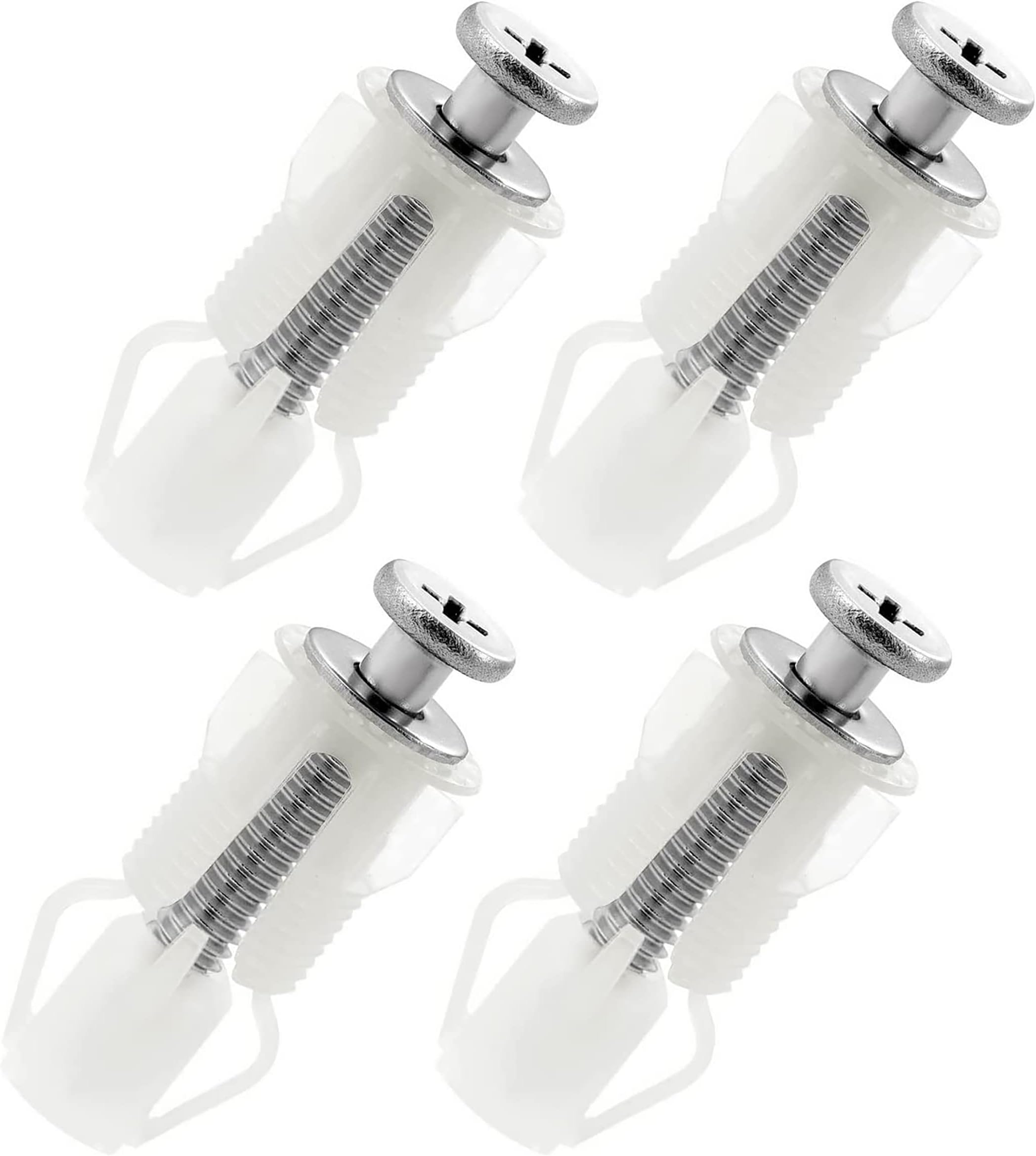 4-Piece Toilet Lid Top Seat Hinges & Fixings Kit - Stainless Steel, Includes Screws, Nuts & Bolts for WC Seat Replacement