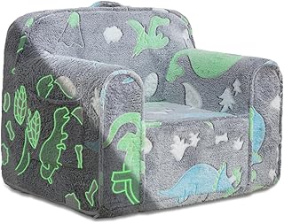 Comfy Toddler Chair Kids Chair,Toddler Foam Chair,Kids Armchair Toddler Couch Baby Kids Sofa Reading Chair with Glow in The Dark(Glow Dino)