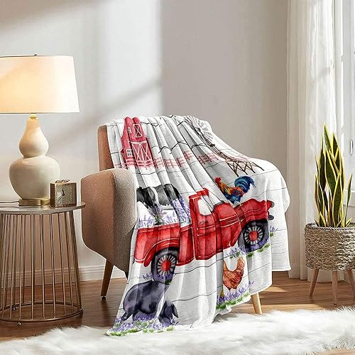 Miniatura 10 de LUVIVIHOME Manta de otoño, manta azul de camión de granja, hojas de arce granja, girasol, cosecha, calabaza, manta blanca, manta ligera y suave de