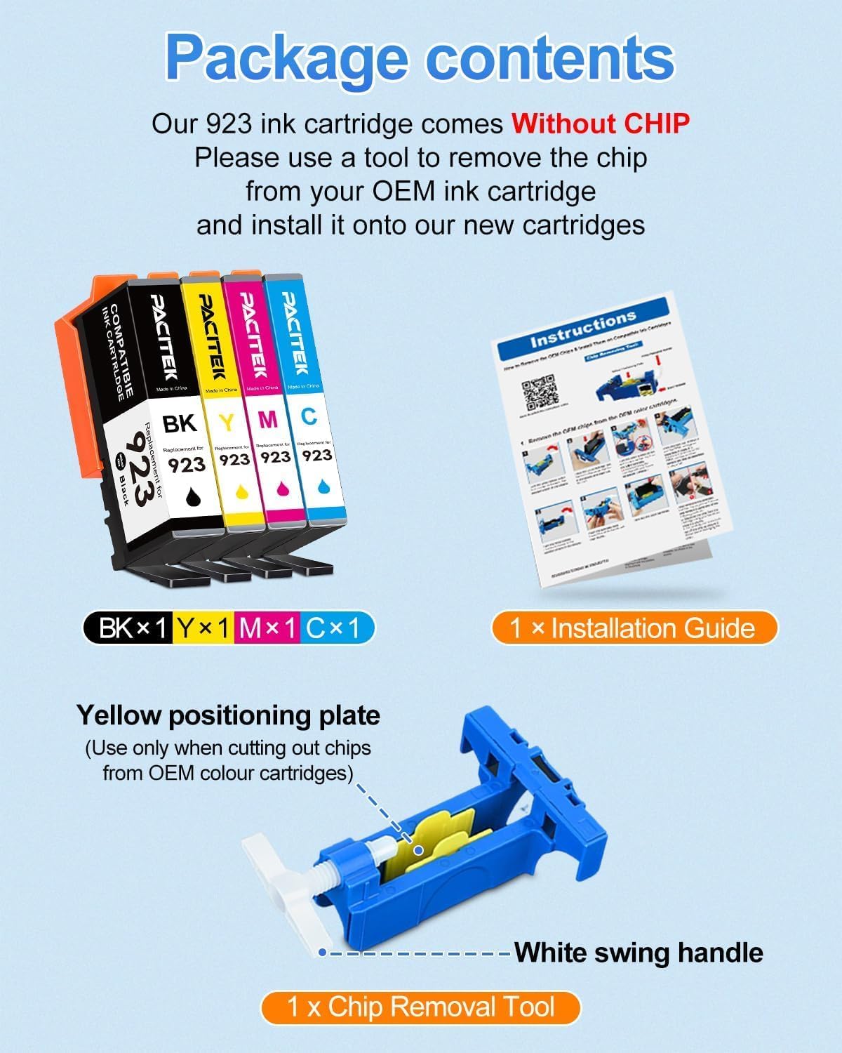 923 Ink Cartridges Combo Pack Replacement for HP 923XL Ink Cartridges for HP Printers Work for HP OfficeJet Pro 8130e 8135e 8139e 8138e 8122e 8124e 8120e 8120 8122 Printer Ink (4 Pack)