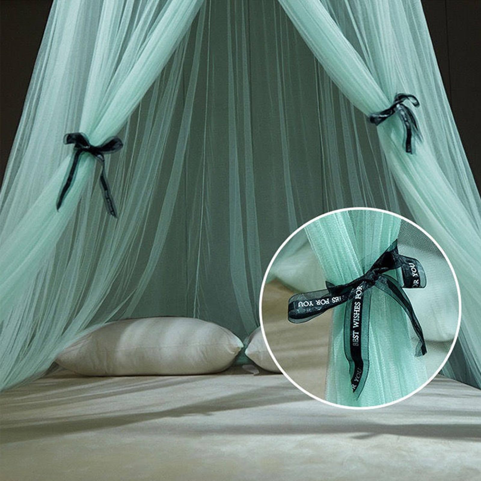 SARKEY Prinzessinnen Betthimmel,Moskitonetz Betthimmels Für Mädchen,Hängende Bettnetzabdeckung Für Schlafzimmer,Runde Kuppel,luxuriöse Spitze,Erwachsene,Hochzeit,Dekoration