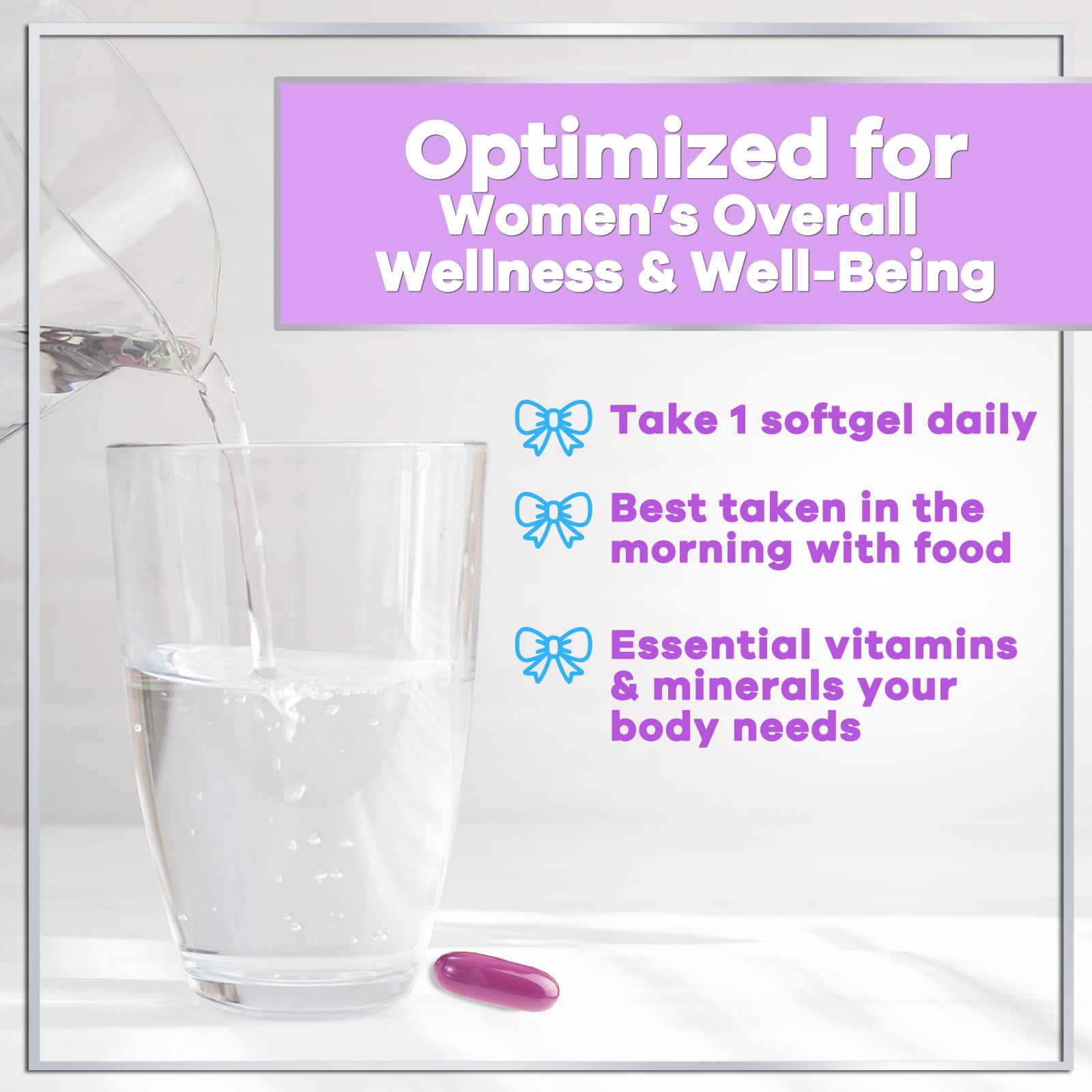 Multivitamin For Women - Complete Daily Woman's Multivitamins with Biotin, Calcium, Folic Acid, Iron, Zinc, Vitamin A, C, D, E & B Vitamins, Women's Hair Skin and Nails Supplements - 120 Softgels — Amazon image 7