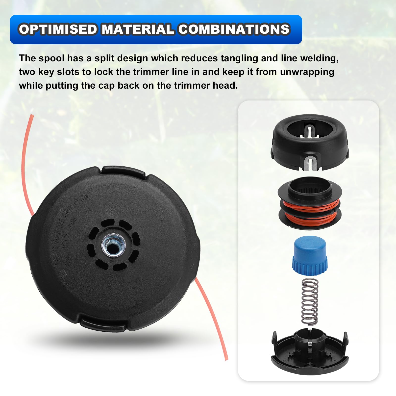 Paquete de 5 cabezales de recortadora T35 para recortadoras de cuerdas, malezas compatibles con Husqvarna 123L 225L 232L 323L 324Lx 325L 325Lx 326L 322R 130C 130L 330LK Reemplazo # 537388101 531101