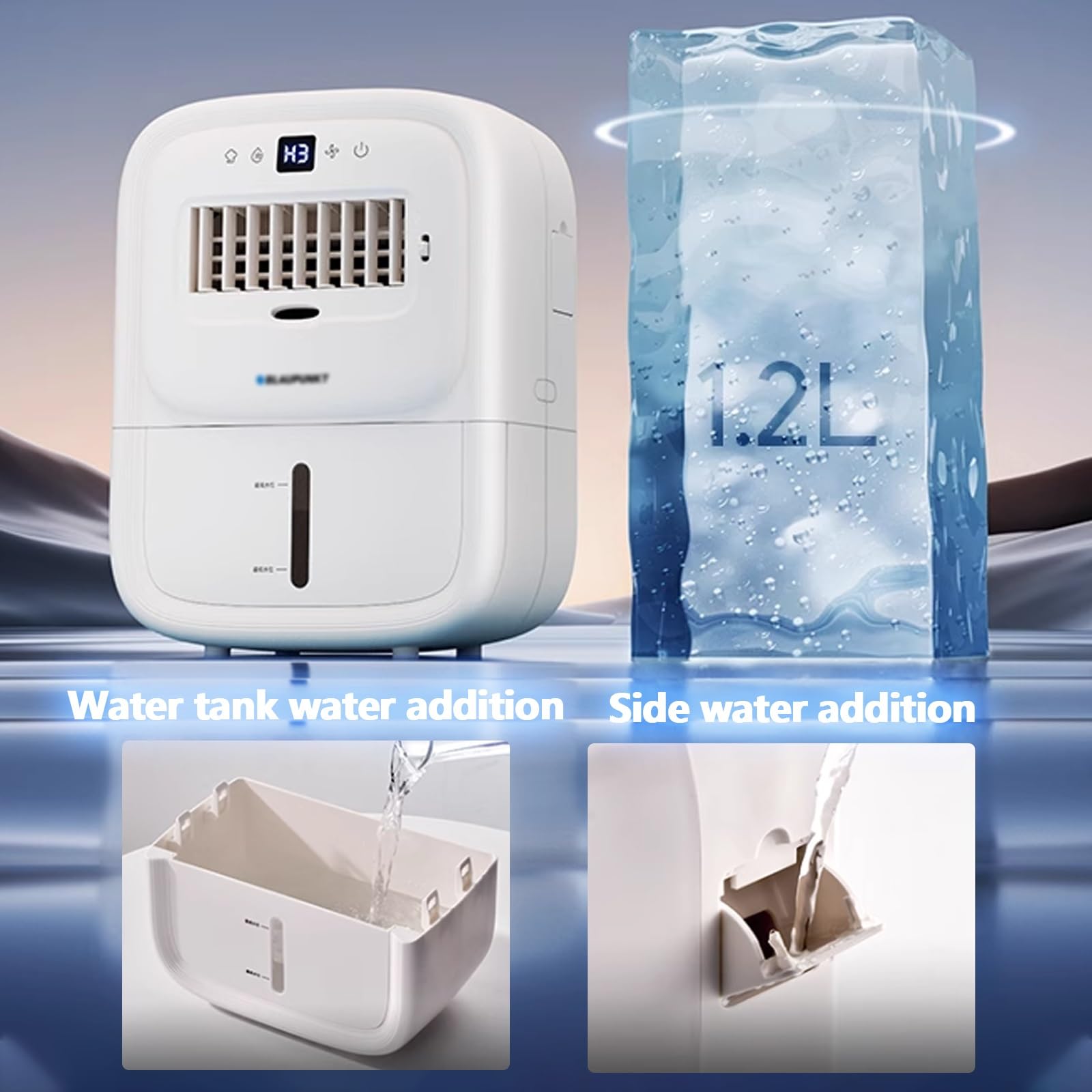 Raffrescatore D'aria Da Parete 5 Velocità Del Ventoo Ventilatore Senza Pale Con Pannello Touch E Timer 2 Opzioni Di Installazione per Casa, Ufficio, Campeggio