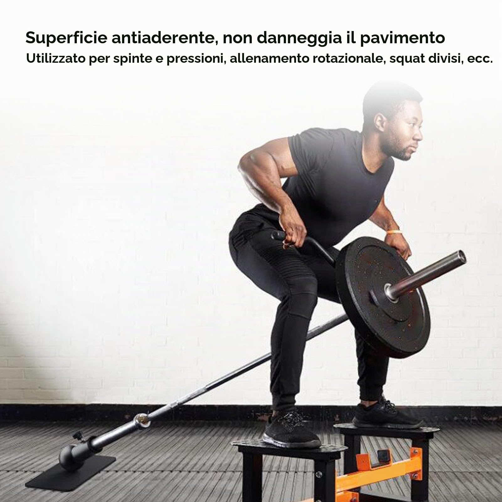 Buachois Attacco Landmine per Bilanciere Base Antiuomo in Acciaio con Rotazione 360° per Press Row Rotazione Split Squat, Supporto Multifunzione per Allenamento Muscolare e Palestra