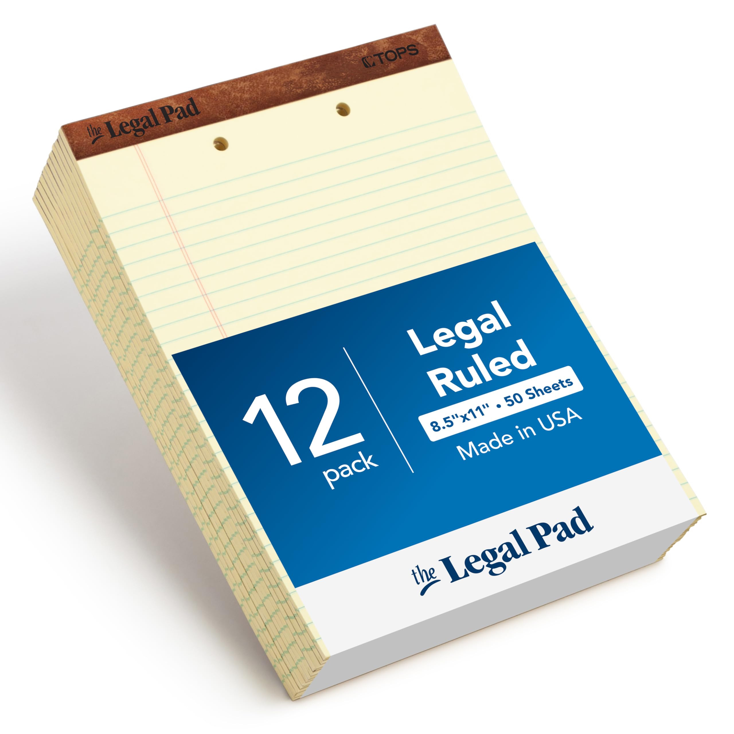 TOPS The Legal Pad Writing Pads 8-1 2 x 11-3 4 Canary Paper Legal Rule 50 Sheets 12