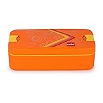 CELLO Food Mate Snap Lock Plastic Lunch Box, 713ml, Orange | 2 Compartment with 2 Side Lock for School Kids and Adults | Leak-Proof Snacks Tiffin Box for School Kids, Office, Picnic & Travelling