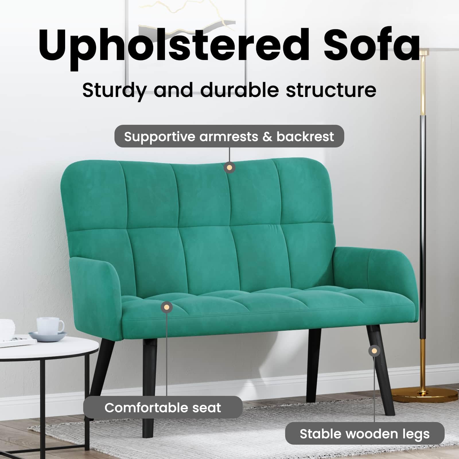 vidaXL Sofá de 2 Plazas Tuquesa 115 x 61 x 87 cm Terciopelo