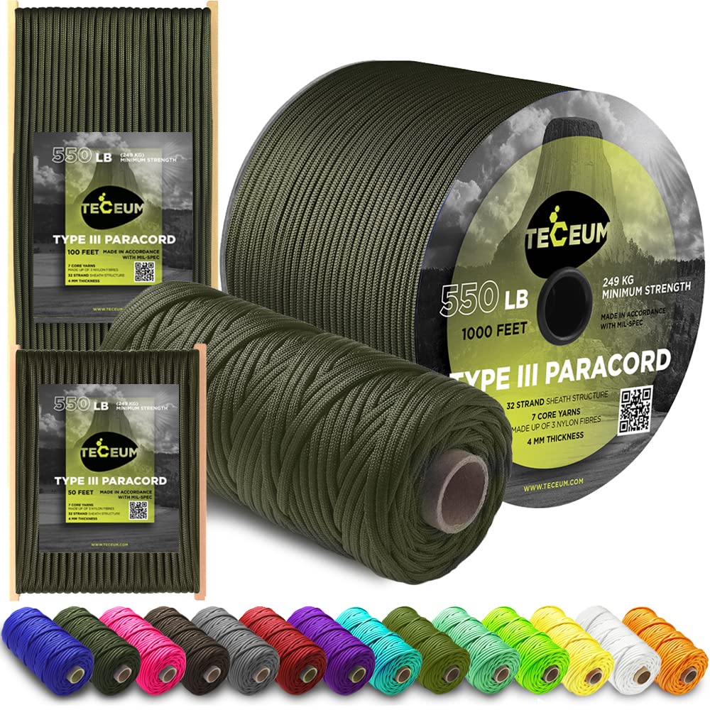 TECEUM Paracord – Pink 550 Type III – 100 ft -16 TECEUM Paracord – Pink 550 Type III – 100 ft -16