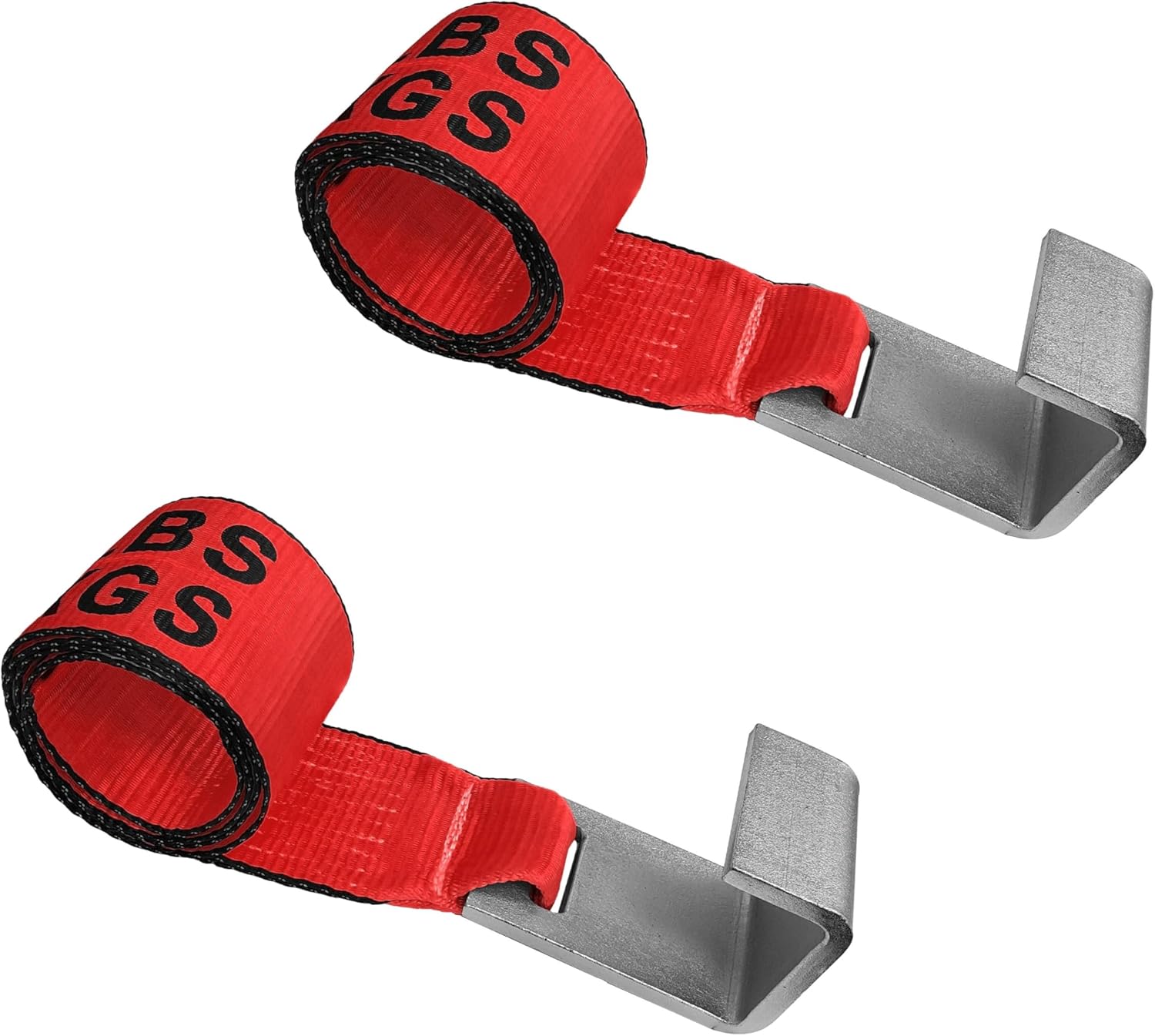 Mega Cargo Control 4 Inch x 5 Feet Roll Off Container Winch Strap with Flat Hook, for Cargo Securement, Construction, Hauling - WLL: 5,400 lbs. (Red; 2-Pack)