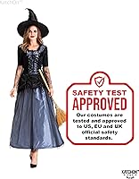 Vista 8 de KatchOn, Disfraz de bruja de Halloween para mujer, disfraz de bruja con sombrero negro Disfraces de brujas malvadas para mujer