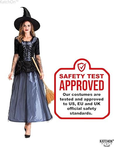 Miniatura 8 de KatchOn, Disfraz de bruja de Halloween para mujer, disfraz de bruja con sombrero negro Disfraces de brujas malvadas para mujer