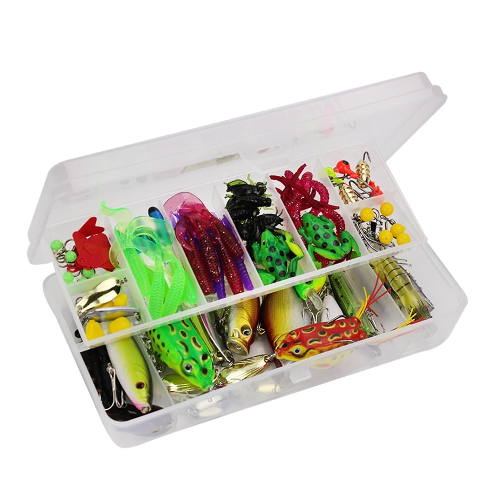 XILILHC 141-teiliges Angelzubehör-Set, Angelköder, Köder, Kurbelköder, Swimbaits, Jig-Haken, Angelausrüstung, Köder-Set Mit Tackle-Box