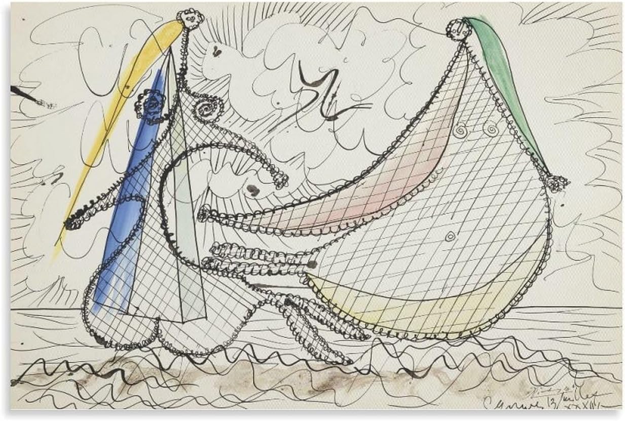 ZZYGGN GMGSW Lovers at The Beach by Pablo Picasso Poster and Prints Abstract Canvas Painting Pablo Picasso Wall Art for Room Picture Decor 40x55cm Frameless