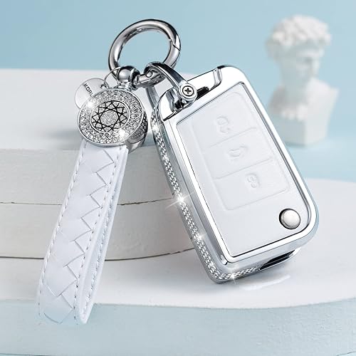 Miniatura 6 de Compatible con funda para llavero VW Volkswagen con llavero, Vw 2-blanco