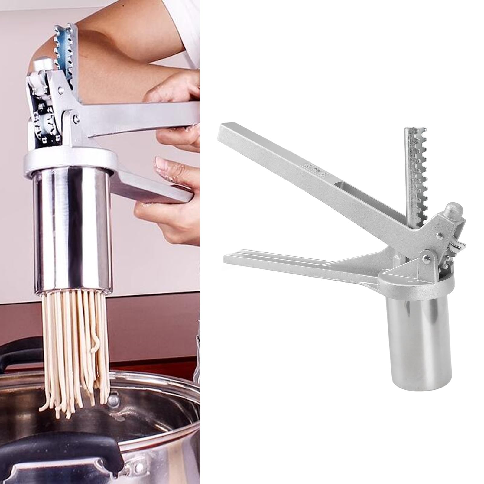 Macchina per Pasta Manuale, Macchina per Tagliatelle in Acciaio Inossidabile con 7 Stampi per Tagliatelle, Pressa per Tagliatelle Manuale per Spaghetti, Lasagne, Fettuccine