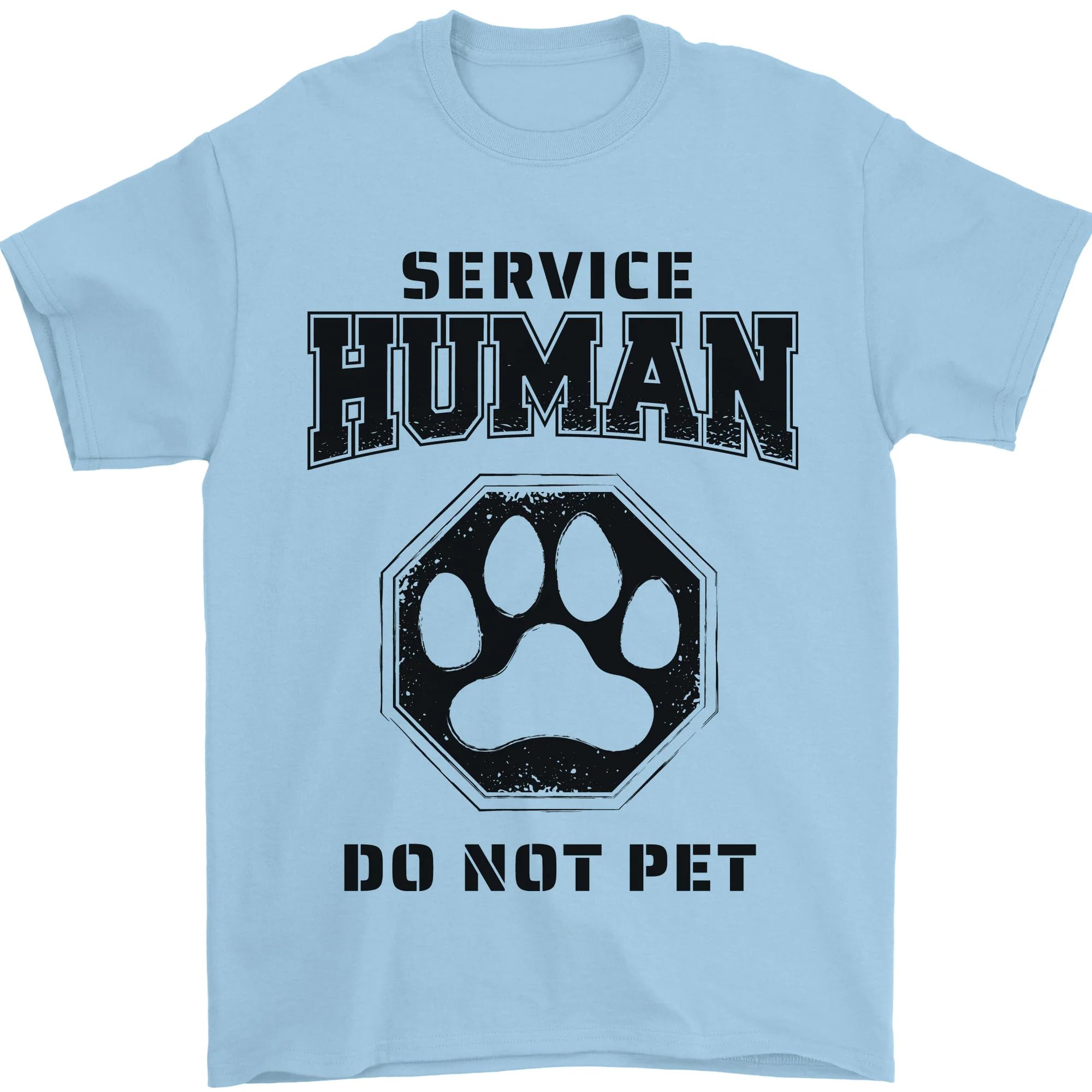 Funny Dog Service Human Do Not Pet Mens T-Shirt 100% Cotton Light Blue 3XL