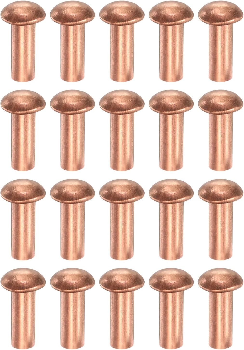 uxcell 100 Pcs Copper Solid Rivets, 0.16"x0.39" Half Round Head Rivet Metal Fasteners for Electrical Applications, Leather DIY Craft Supplies (M4x10)