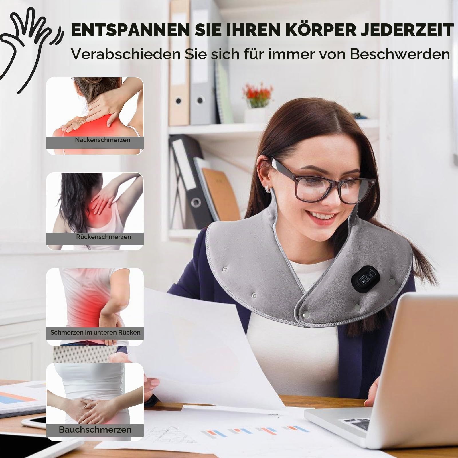 Heizkissen Nacken Schulter,Wärmekissen Nacken-Drei Heizstufen | Massage-und Timer-Modus,Geeignet als Geschenk für Männer und Frauen, Mutter und Vater