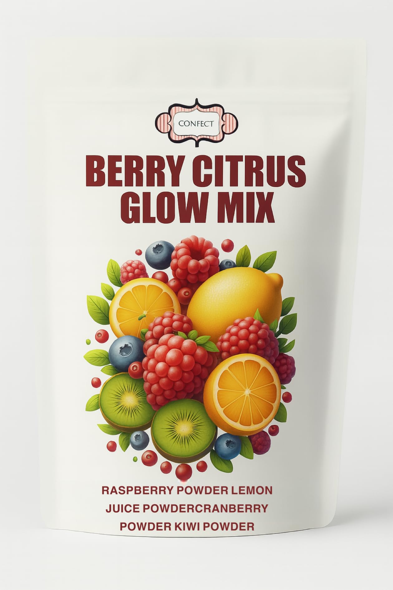 Confect Berry Citrus Glow Mix – Fruit Powder Pack | Raspberry, Lemon Juice, Cranberry & Kiwi | For Collagen Smoothies & Water Infusions | Vegan, No Sugar, Glow-Friendly – 100 Gms-image-27