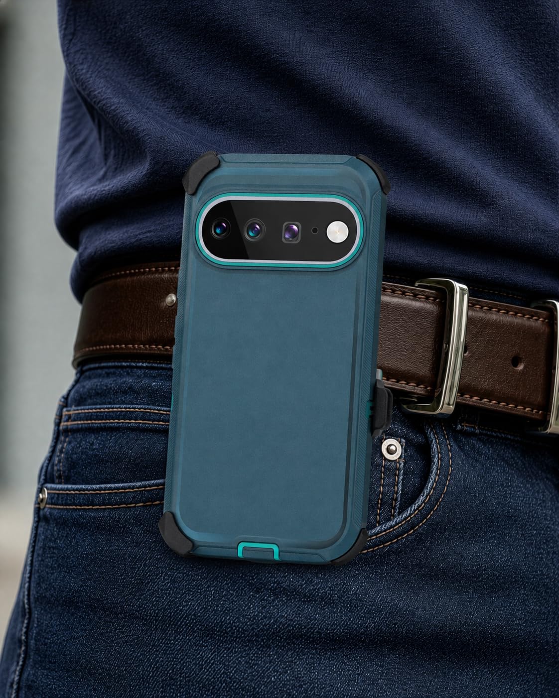 Encased Custodia magnetica per Google Pixel 11 Pro XL con clip da cintura | Protezione a doppio strato • Pellicola protettiva in vetro temperato • Compatibile con PixelSnap • Blu
