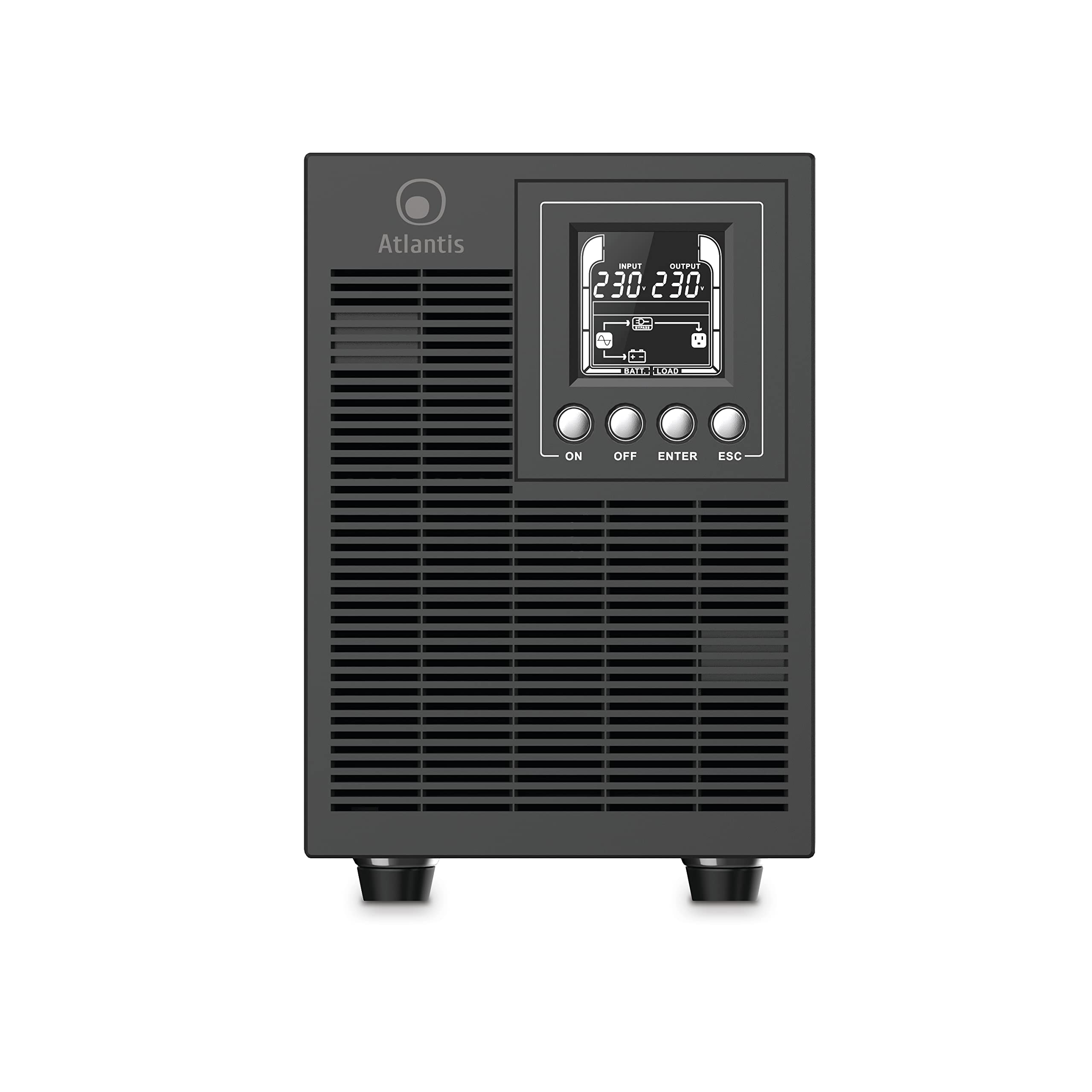 Atlantis A03-OP1502P PRO UPS OnLine Gruppo di Continuità Server 1500VA 1350W Tower LCD USB RS-232 4 uscite IEC SNMP