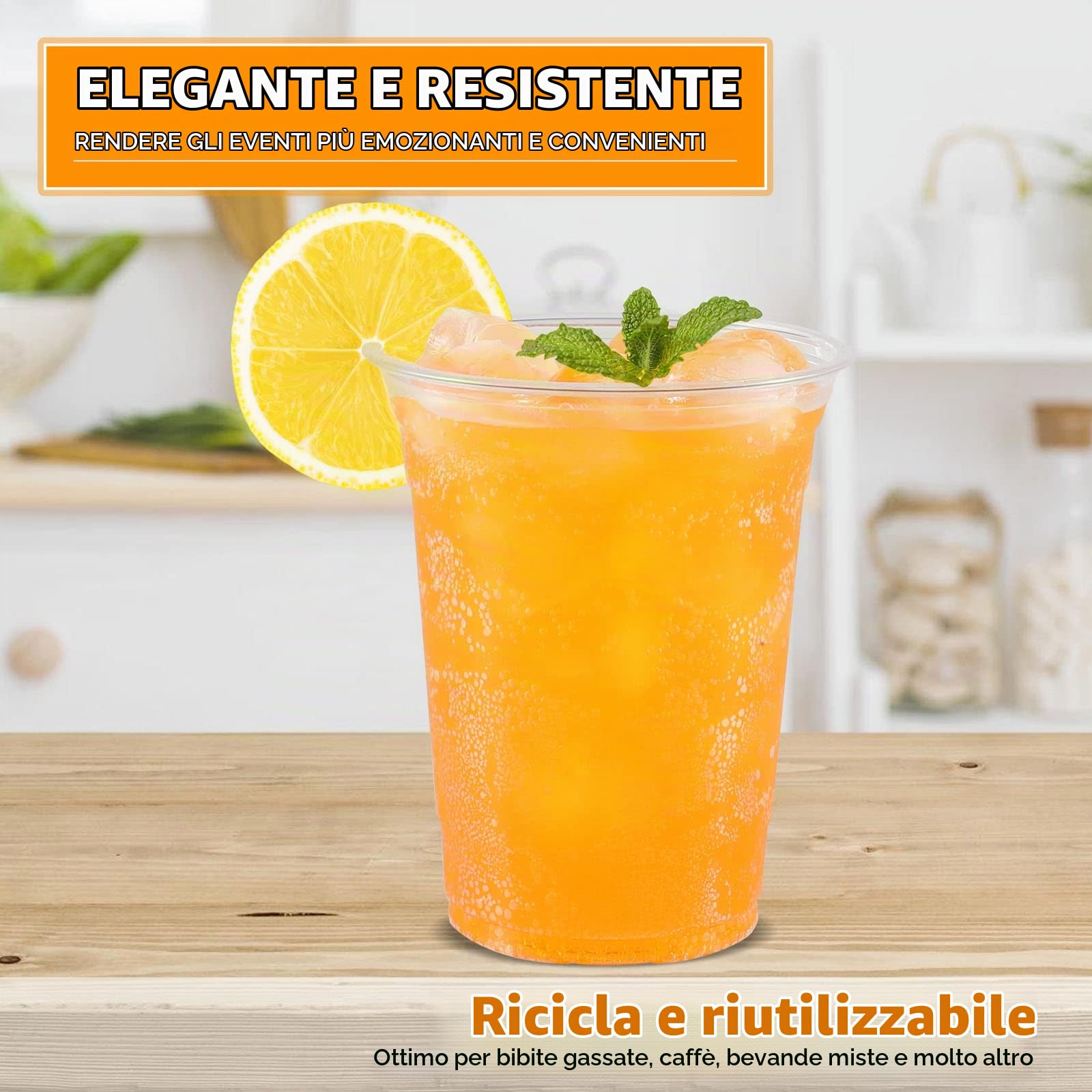 WUHUIXOZ 300 Tazze da festa in plastica trasparente (350ml) per compleanni, battesimi, matrimoni, Natale, feste, bevande, dolci, stabili, riutilizzabili…