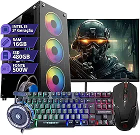 Pc Gamer Completo Intel Core I5 3.2GHz Memoria 16gb Ssd 480gb Fonte 500W Monitor 19