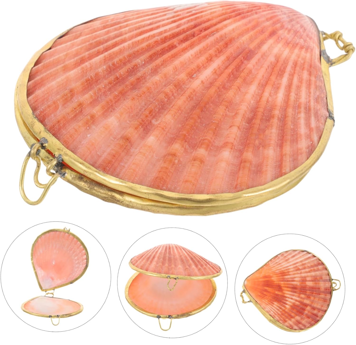 COHEALI Pearl Clam Shell Jewelry Box Small Travel Jewelry Case for Rings Earrings Necklaces Bracelets Shell Trinket Box Compact Organizer for Gift Giving Wedding Birthday Christmas image 4