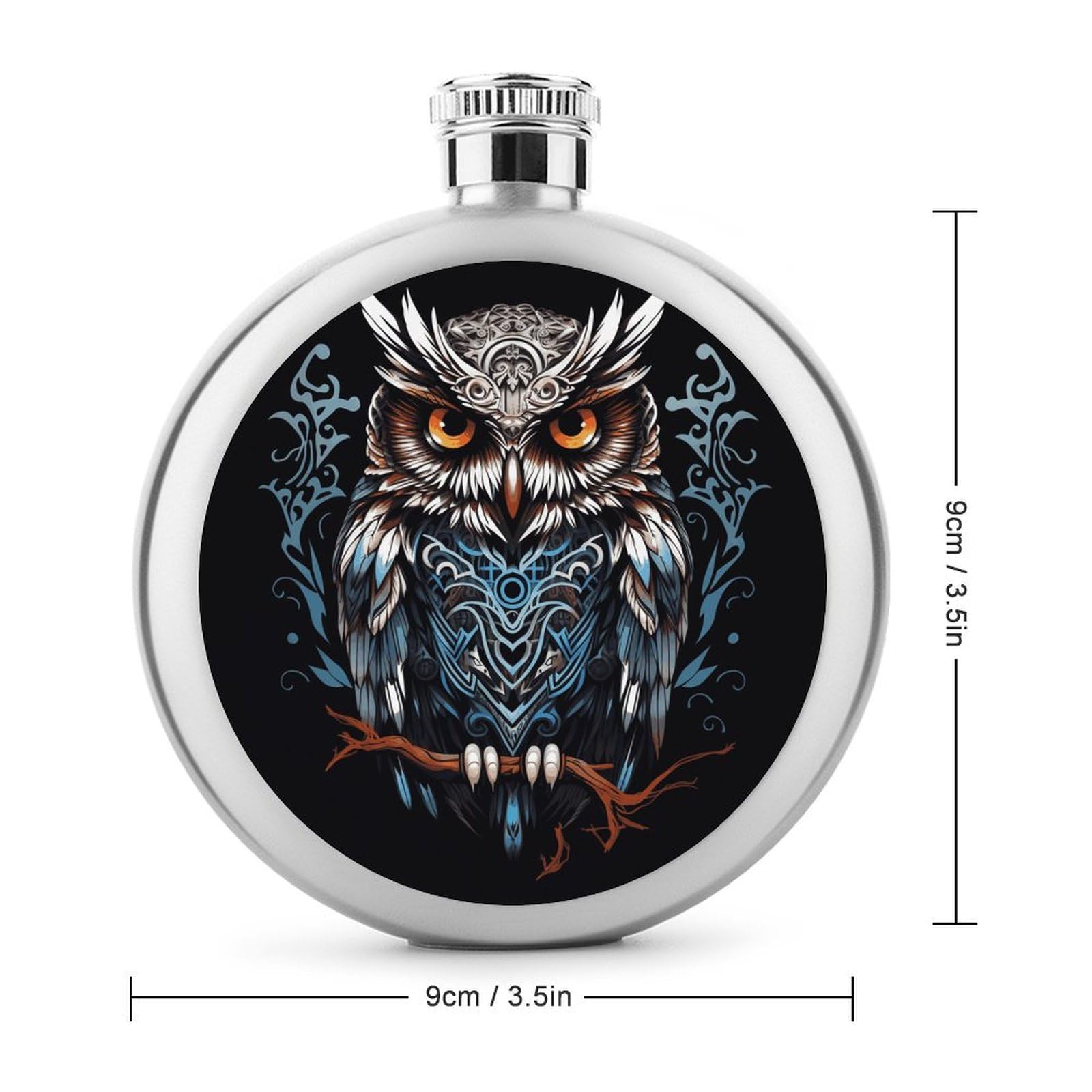 Stainless Steel Wine Bottle Liquor Container Owl Print Leak Proof Hip Flask Durable for Camping Hiking Travel Festivals