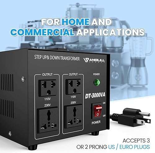 Miniatura 4 de Anbull Transformador convertidor de voltaje de 3000 vatios, elevador hacia abajo 110 V 220 V, convertidor de voltaje de 220 a 110, resistente,