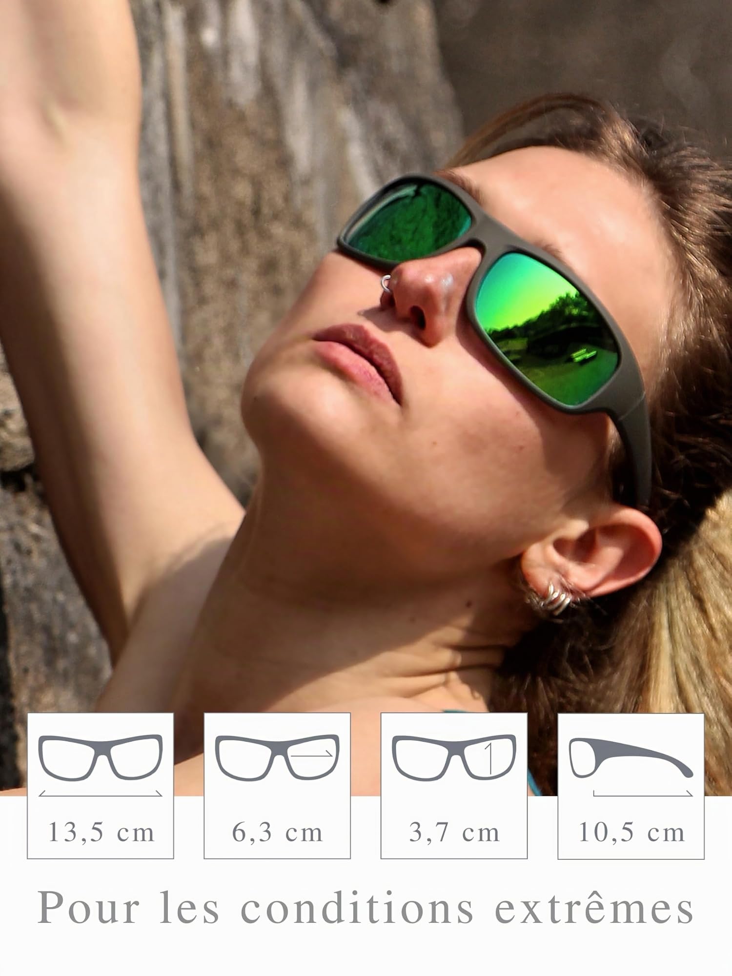 Lunettes de soleil verres polarisants EREBOS | Très foncés de cat. 4 | Protection UV 400 | Luminosité extrême - montagne et mer | Photophobie | sport | 24 g