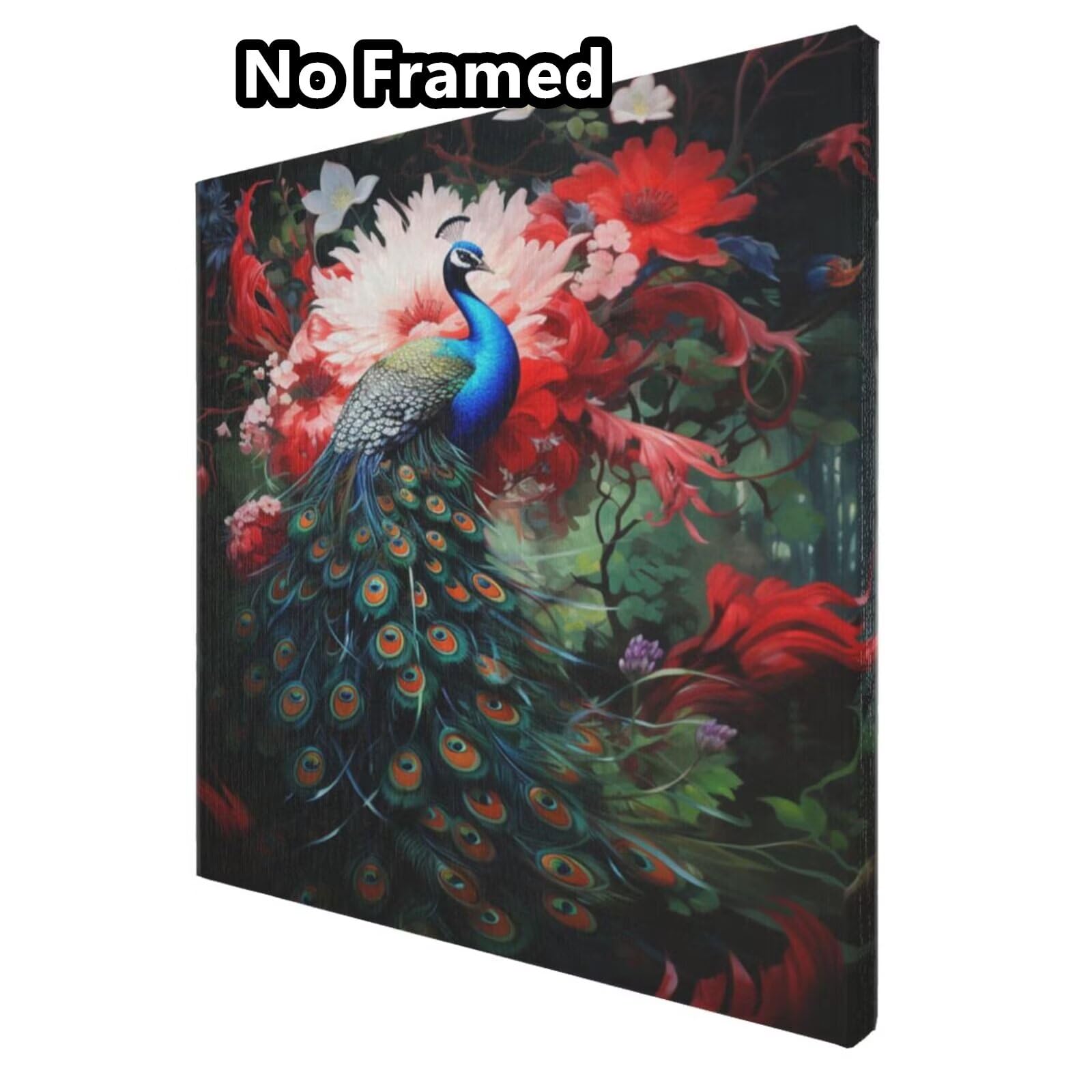 Malen nach Zahlen Erwachsenen-Set, Pfau, Blume, Malen nach Zahlen für Anfänger, Acryl-Peinture a Numero mit 6 Pinseln, DIY-Ölgemälde, Kunsthandwerk für Wanddekoration – (65 x 65 cm, rahmenlos) MK41