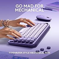 Vista 4 de Logitech POP Keys - Teclado mecánico inalámbrico con teclas Emoji personalizables, diseño compacto duradero, conectividad Bluetooth o USB, Cosmos