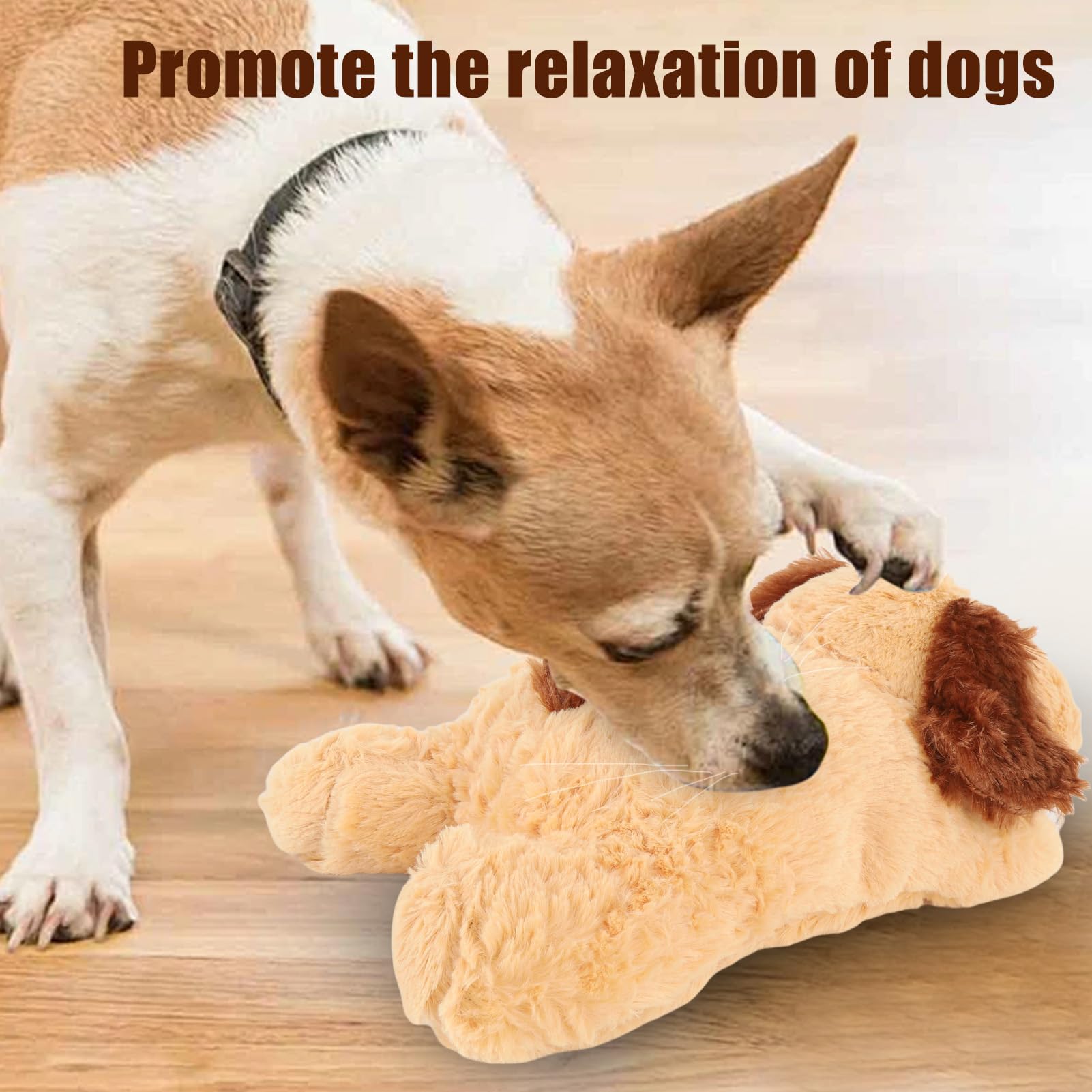 Jouet en peluche interactif rempli de battements de cœur pour chiot, soulage l'anxiété, aide à l'entraînement comportemental (marron)