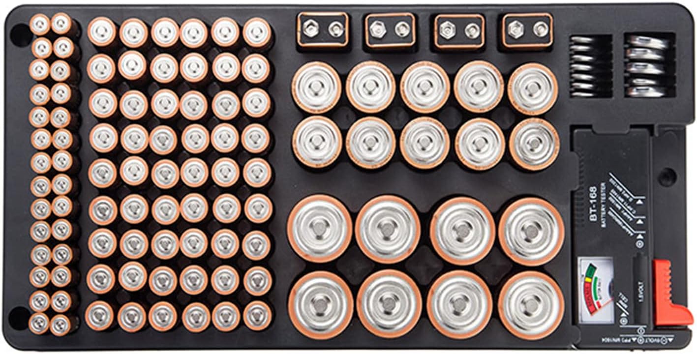Battery Organiser Storage Case with Battery Tester Battery Storage
