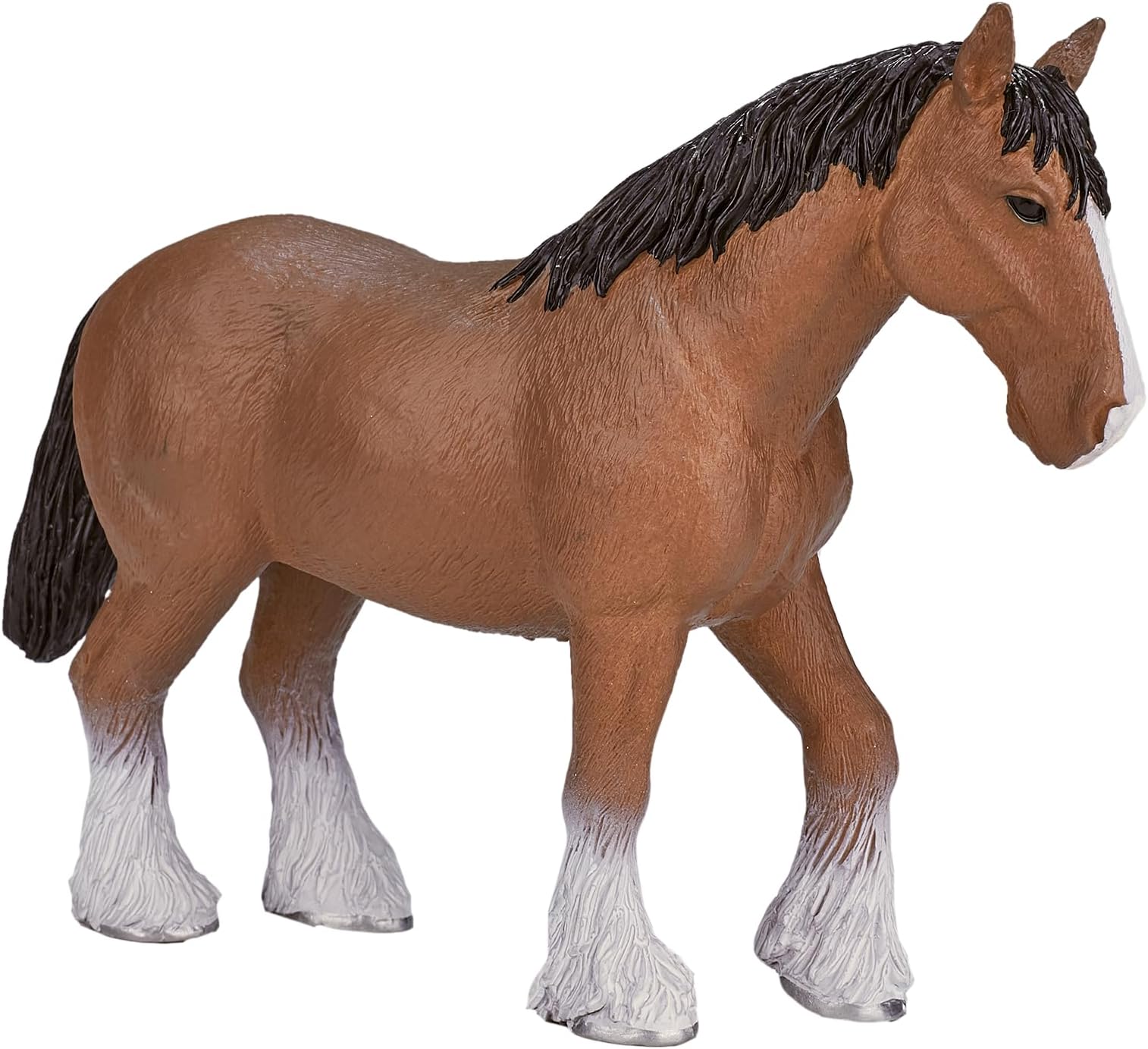 MOJO Brown Clydesdale Realistic Horse Toy Replica Hand Painted Figurine
