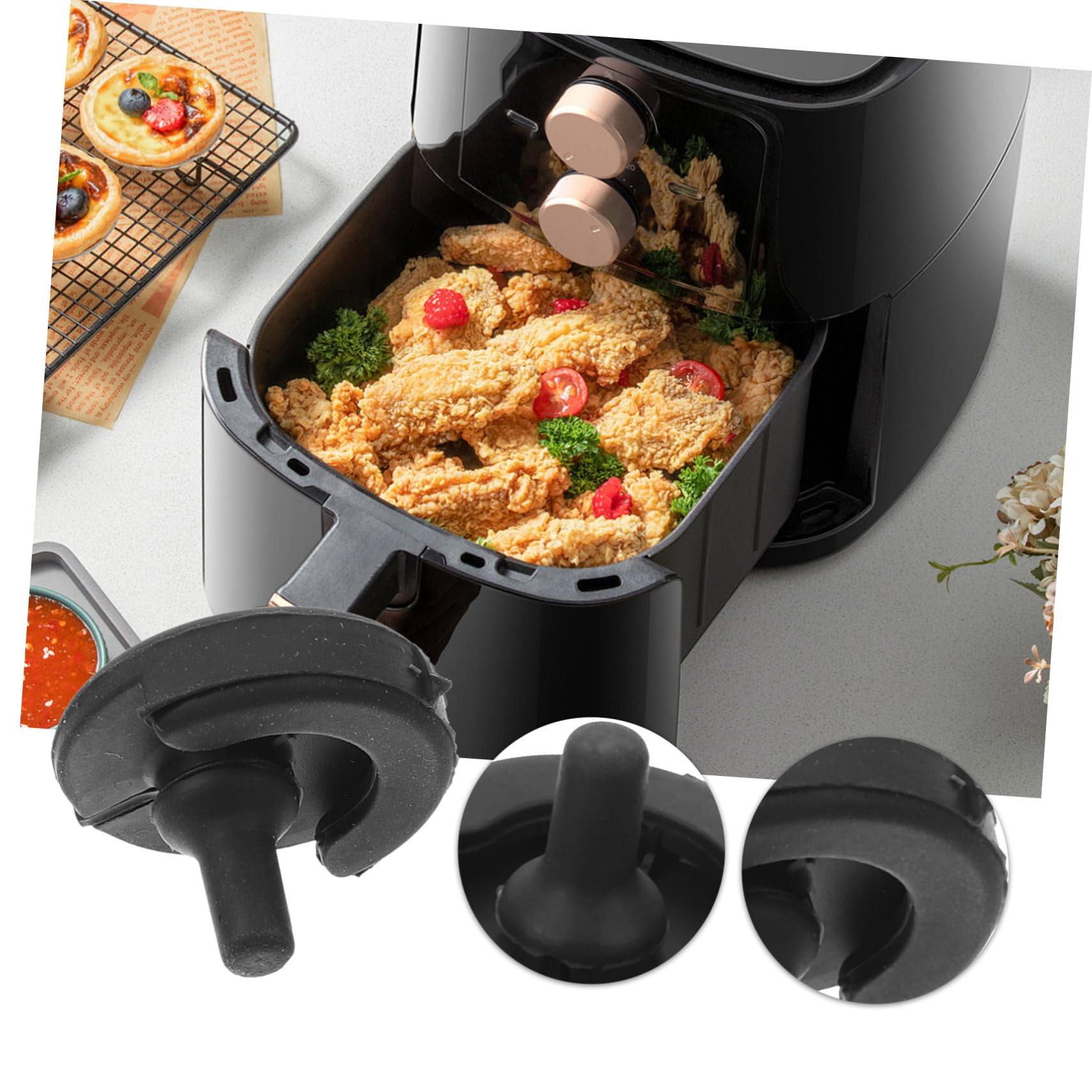 KICHOUSE 4pcs Silicone Corner Protectors for Air Fryer - Bumpers Easy to Clean Replacement Parts Compatible Various Air Fryers Kitchen Accessories