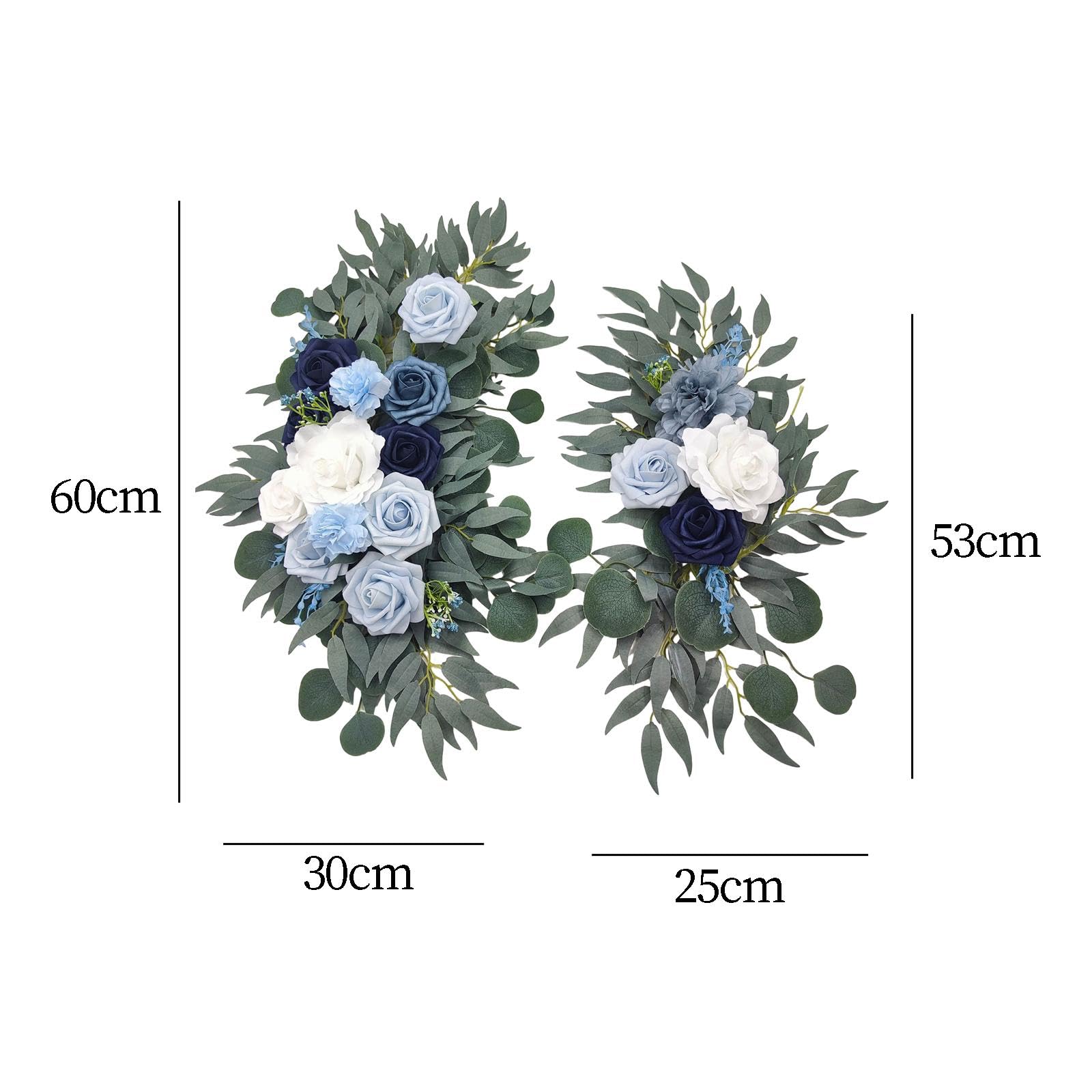 Perfeclan Hochzeitsbogen-Blumen, Blumengirlanden für Bögen, Heimdekoration, grüne Blätter, Kunstblumen-Girlande-Set für den Innenbereich, 2er-Pack für Empfänge, Blau