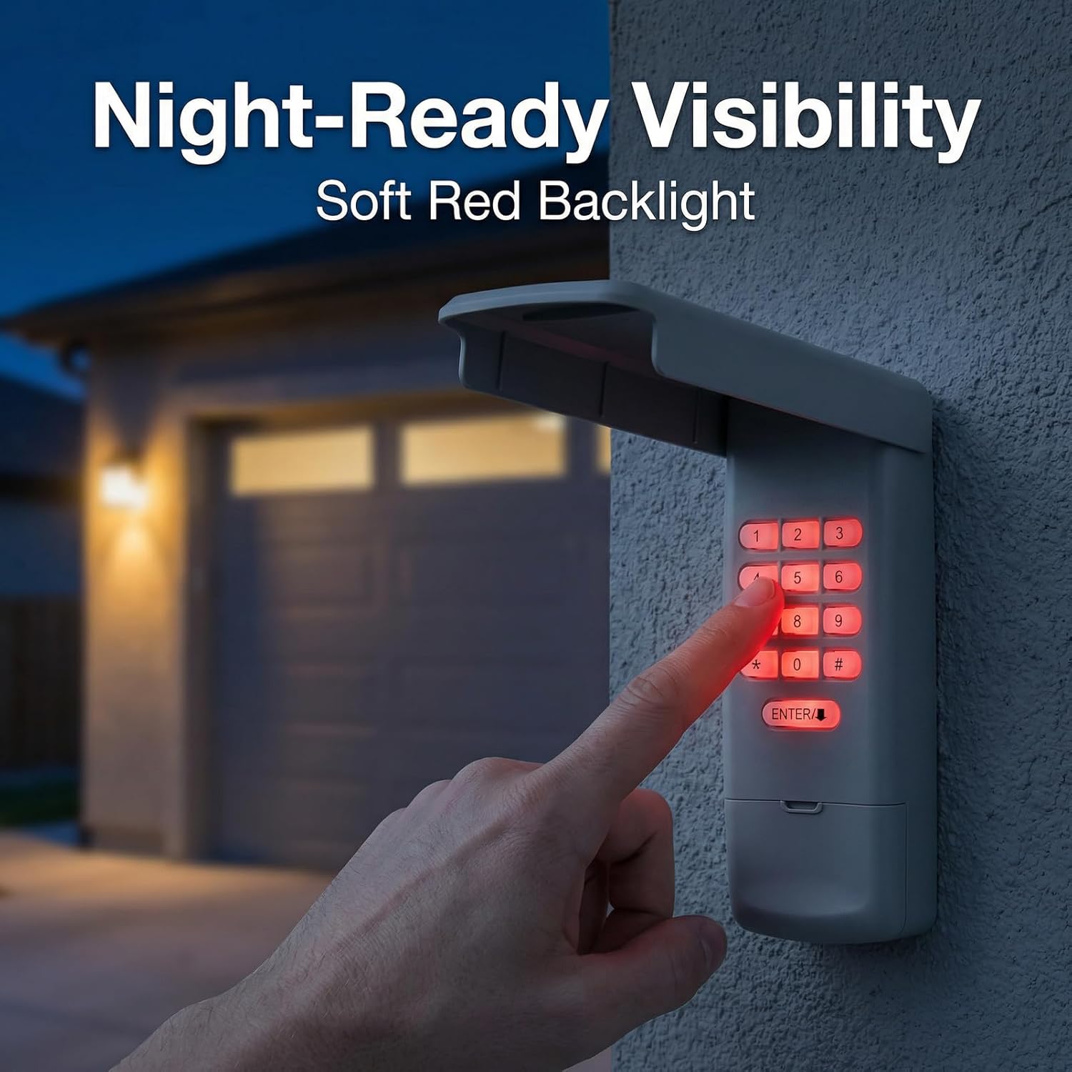 Backlit keypad buttons at night