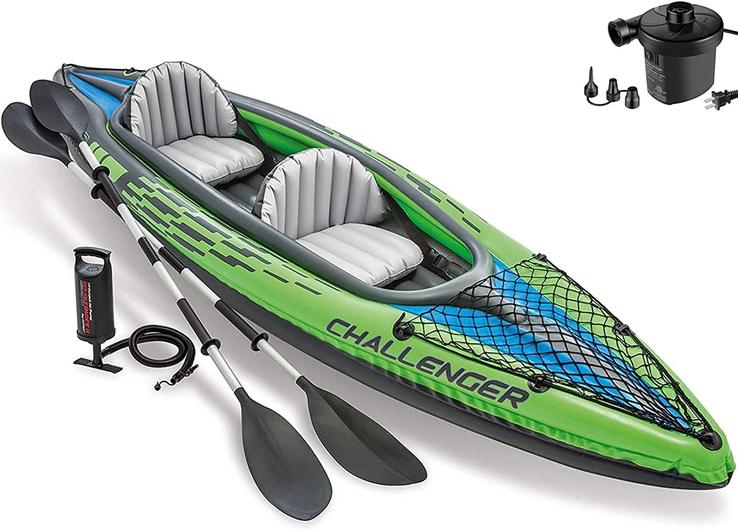Intex Challenger Kayak Inflatable Set with Electric Pump, Green